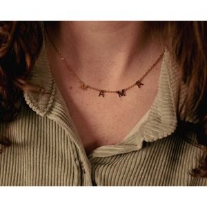Mama Initial 14k Gold Plated Dainty Stackable Necklace